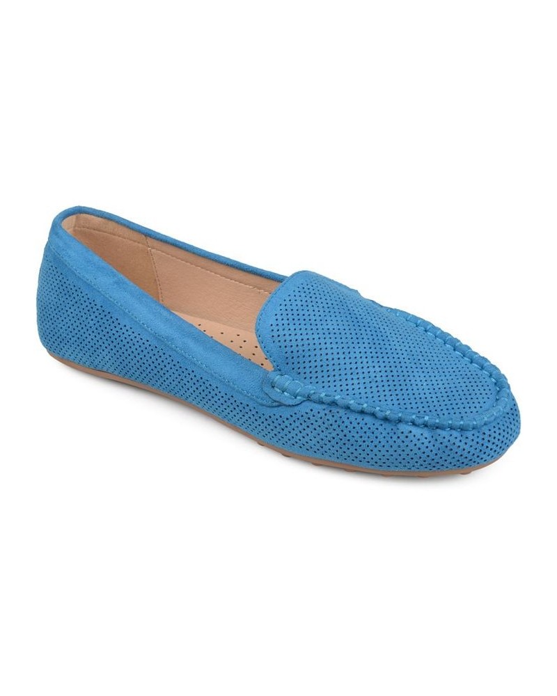 Women's Halsey Perforated Loafers Blue $42.39 Shoes