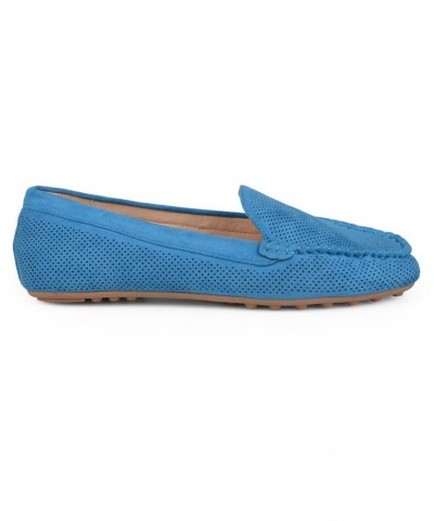 Women's Halsey Perforated Loafers Blue $42.39 Shoes