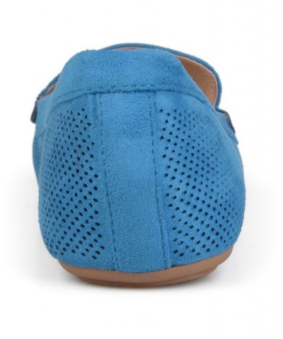 Women's Halsey Perforated Loafers Blue $42.39 Shoes