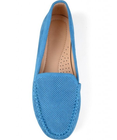 Women's Halsey Perforated Loafers Blue $42.39 Shoes