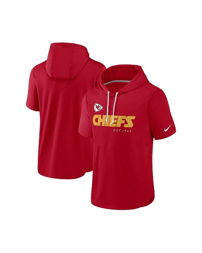 Men's Red Kansas City Chiefs Short Sleeve Pullover Hoodie $30.10 Sweatshirt