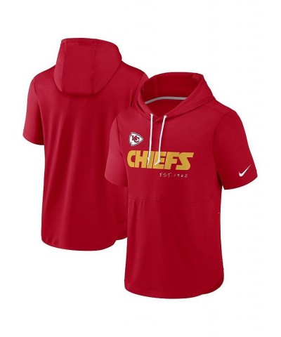 Men's Red Kansas City Chiefs Short Sleeve Pullover Hoodie $30.10 Sweatshirt