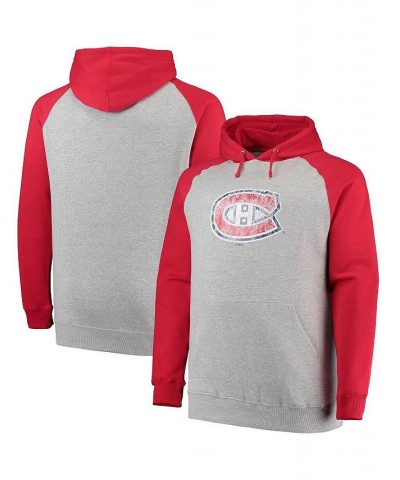 Men's Branded Heathered Gray, Red Montreal Canadiens Big and Tall Raglan Pullover Hoodie $29.76 Sweatshirt