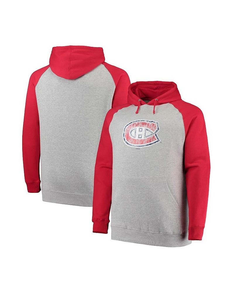 Men's Branded Heathered Gray, Red Montreal Canadiens Big and Tall Raglan Pullover Hoodie $29.76 Sweatshirt