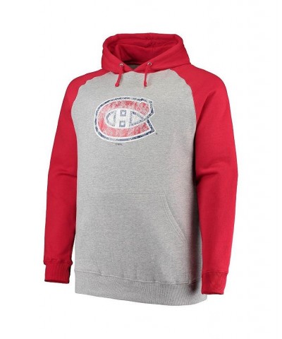 Men's Branded Heathered Gray, Red Montreal Canadiens Big and Tall Raglan Pullover Hoodie $29.76 Sweatshirt