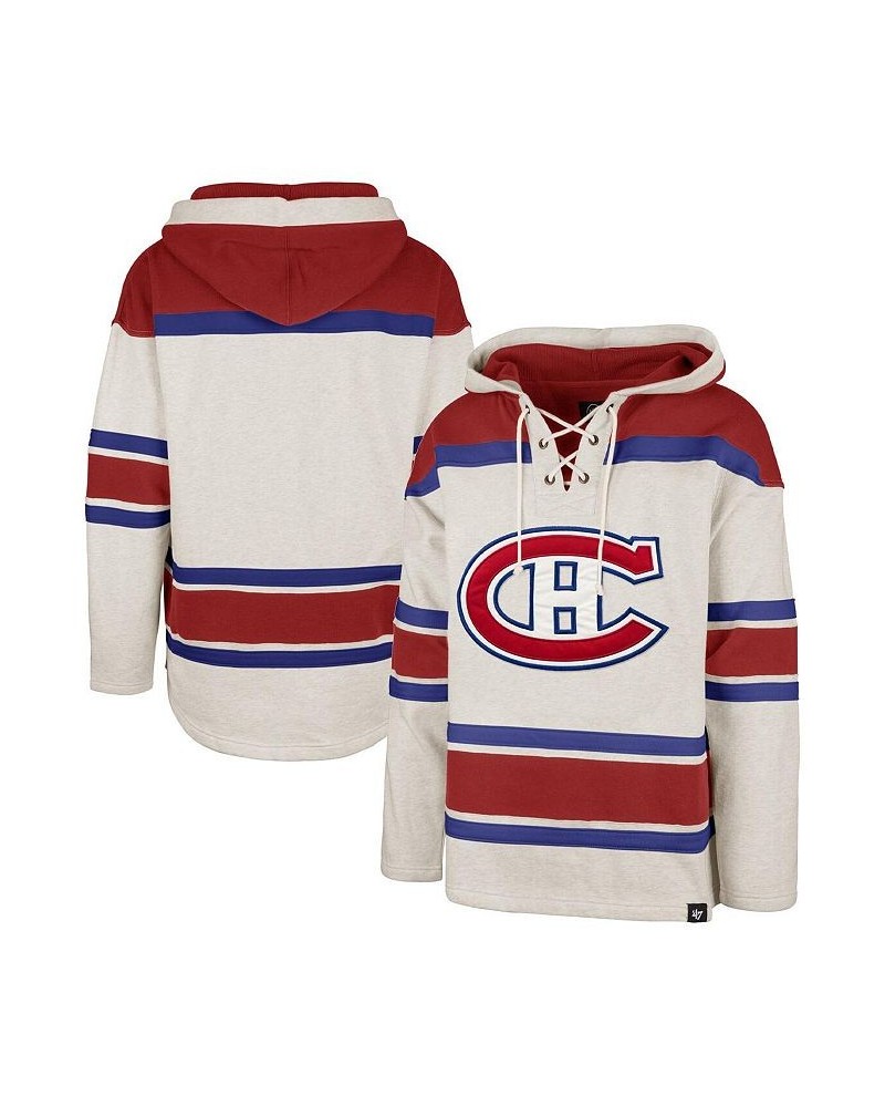 Men's Oatmeal Montreal Canadiens Rockaway Lace-Up Pullover Hoodie $71.05 Sweatshirt