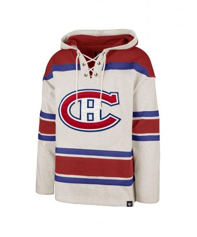 Men's Oatmeal Montreal Canadiens Rockaway Lace-Up Pullover Hoodie $71.05 Sweatshirt