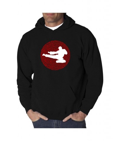 Men's Word Art Hooded Sweatshirt - Types of Martial Arts Black $35.99 Sweatshirt