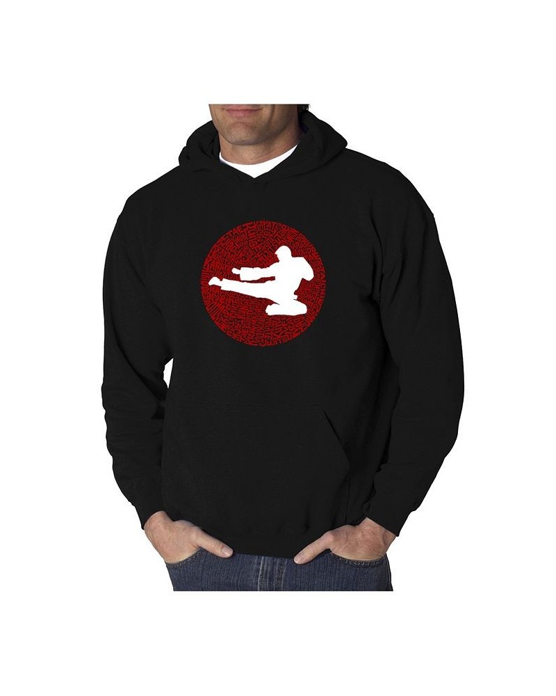 Men's Word Art Hooded Sweatshirt - Types of Martial Arts Black $35.99 Sweatshirt