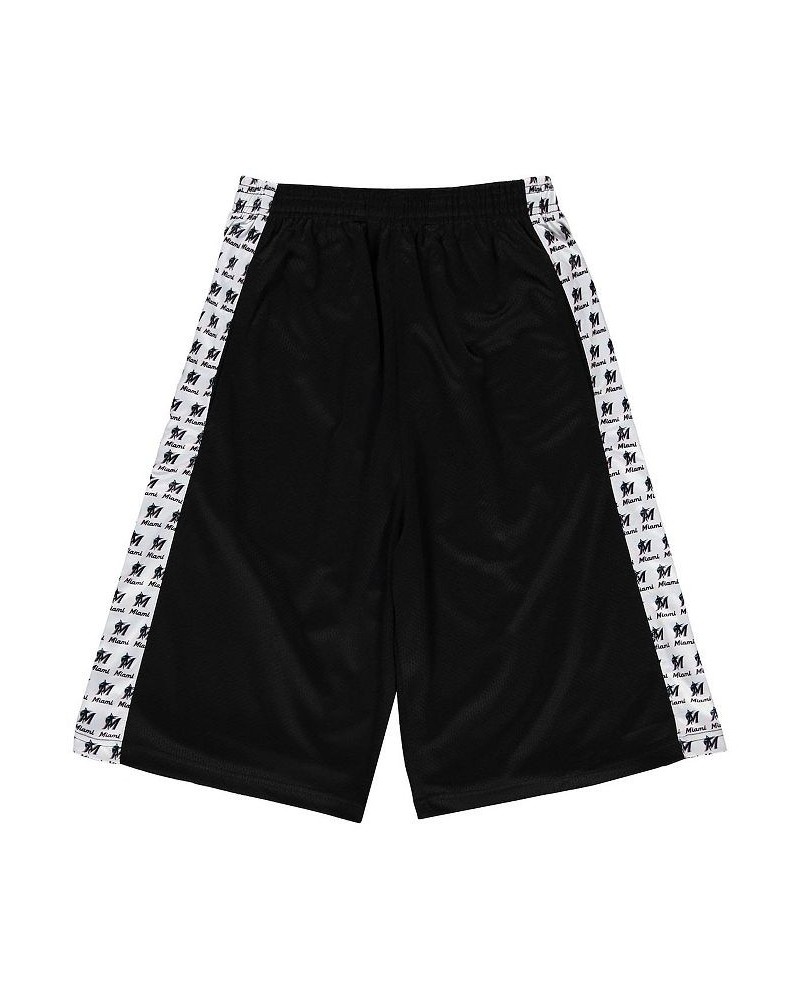 Men's Black Miami Marlins Big and Tall Striped Mesh Shorts $25.85 Shorts