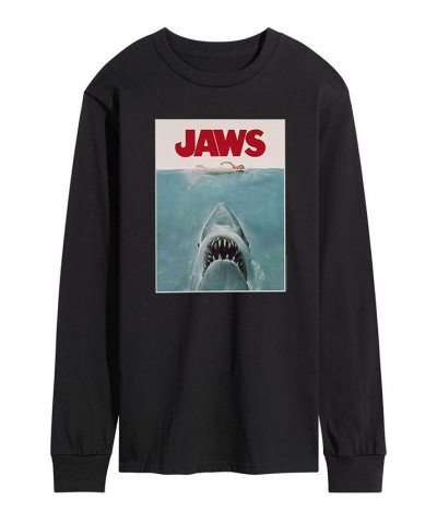 Men's Jaws Poster Long Sleeve T-shirt Black $23.10 T-Shirts