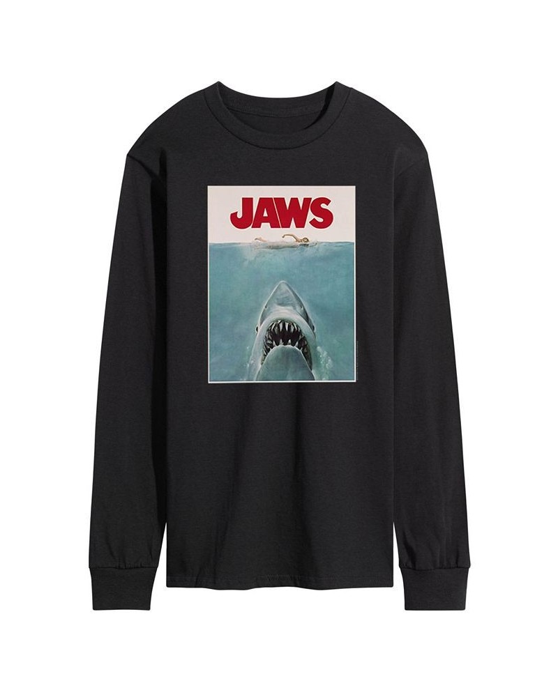 Men's Jaws Poster Long Sleeve T-shirt Black $23.10 T-Shirts