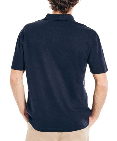 Men's Sustainably Crafted Hemp Blend Classic-Fit Johnny-Collar Polo Blue $36.70 Polo Shirts