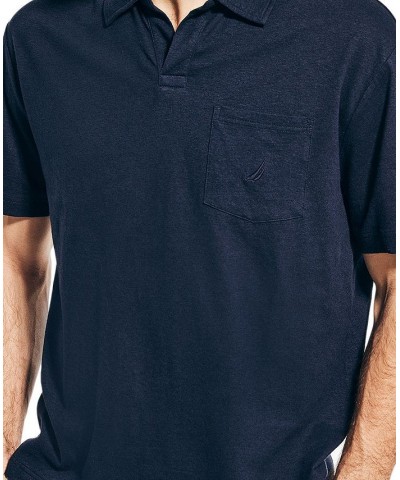 Men's Sustainably Crafted Hemp Blend Classic-Fit Johnny-Collar Polo Blue $36.70 Polo Shirts