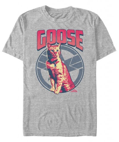 Marvel Men's Captain Marvel Goose The Cat Short Sleeve T-Shirt Gray $16.10 T-Shirts