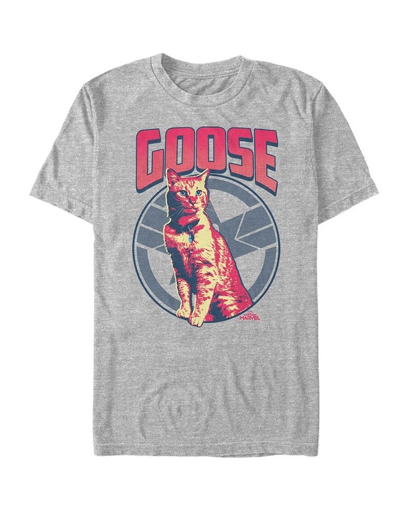 Marvel Men's Captain Marvel Goose The Cat Short Sleeve T-Shirt Gray $16.10 T-Shirts