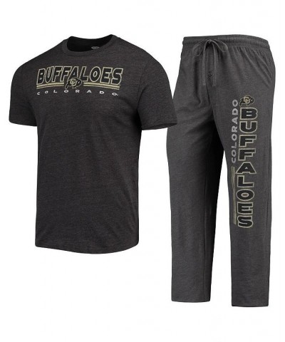 Men's Heathered Charcoal, Black Colorado Buffaloes Meter T-shirt and Pants Sleep Set $28.00 Pajama