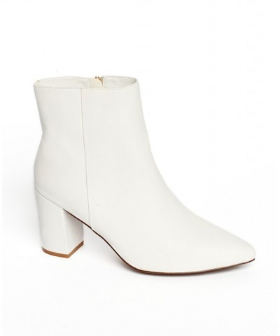 Women's Chiku Chunky Heels Ankle Boots - Extended Sizes 10-14 White $22.93 Shoes