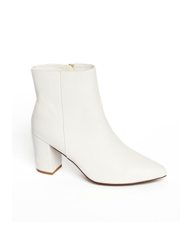 Women's Chiku Chunky Heels Ankle Boots - Extended Sizes 10-14 White $22.93 Shoes