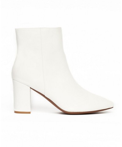 Women's Chiku Chunky Heels Ankle Boots - Extended Sizes 10-14 White $22.93 Shoes