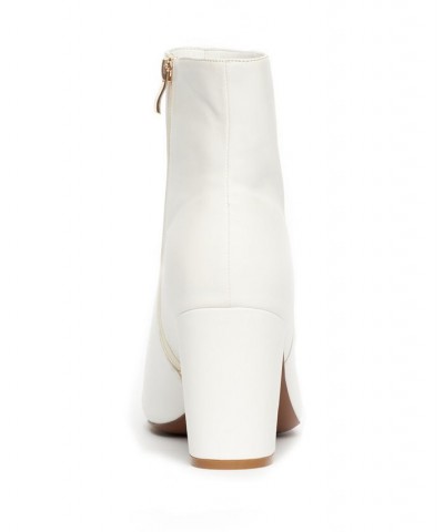 Women's Chiku Chunky Heels Ankle Boots - Extended Sizes 10-14 White $22.93 Shoes