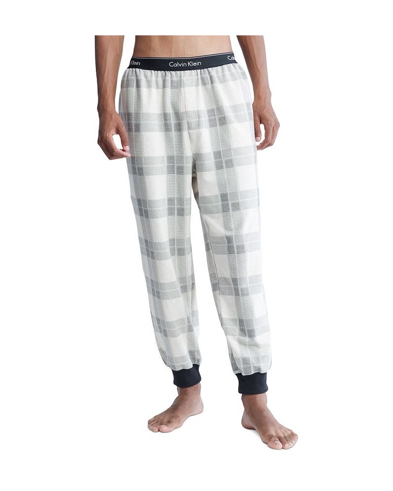 Men's Modern Holiday Lounge Plaid Jogger Pajama Pants White $17.30 Pajama