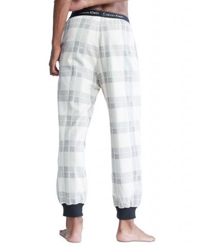 Men's Modern Holiday Lounge Plaid Jogger Pajama Pants White $17.30 Pajama