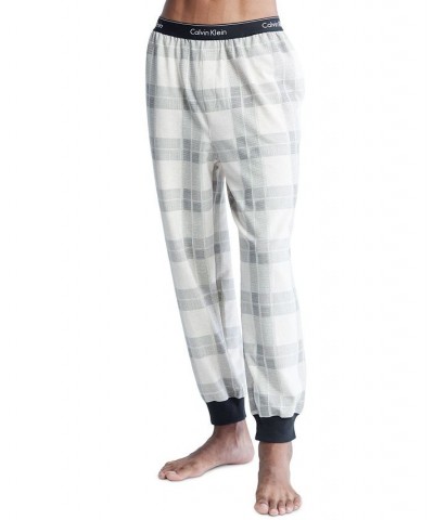 Men's Modern Holiday Lounge Plaid Jogger Pajama Pants White $17.30 Pajama