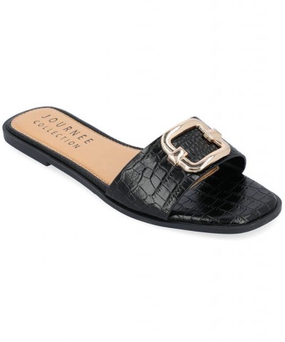 Women's Joarie Croco Sandals Black $36.75 Shoes