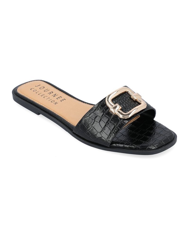 Women's Joarie Croco Sandals Black $36.75 Shoes