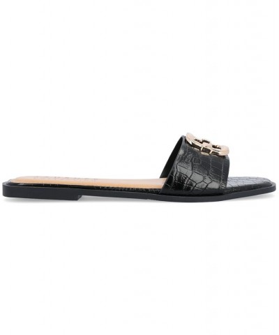 Women's Joarie Croco Sandals Black $36.75 Shoes