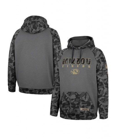 Men's Charcoal Missouri Tigers OHT Military-Inspired Appreciation Camo Stack Raglan Pullover Hoodie $33.14 Sweatshirt