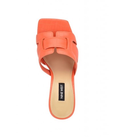 Women's Kaelyn Square Toe Slip-on Dress Sandals Orange $45.54 Shoes