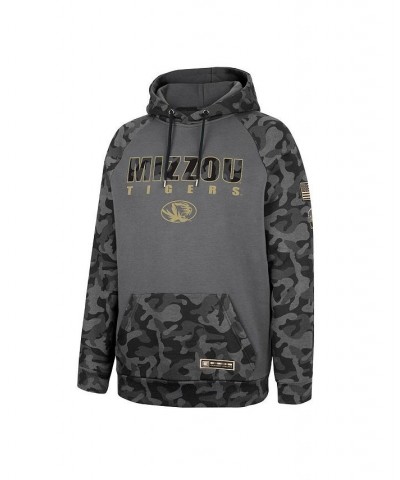 Men's Charcoal Missouri Tigers OHT Military-Inspired Appreciation Camo Stack Raglan Pullover Hoodie $33.14 Sweatshirt