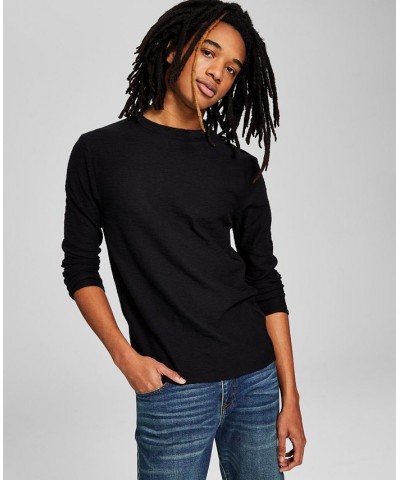 Men's Textured Knit Long-Sleeve Shirt Black $11.17 Shirts