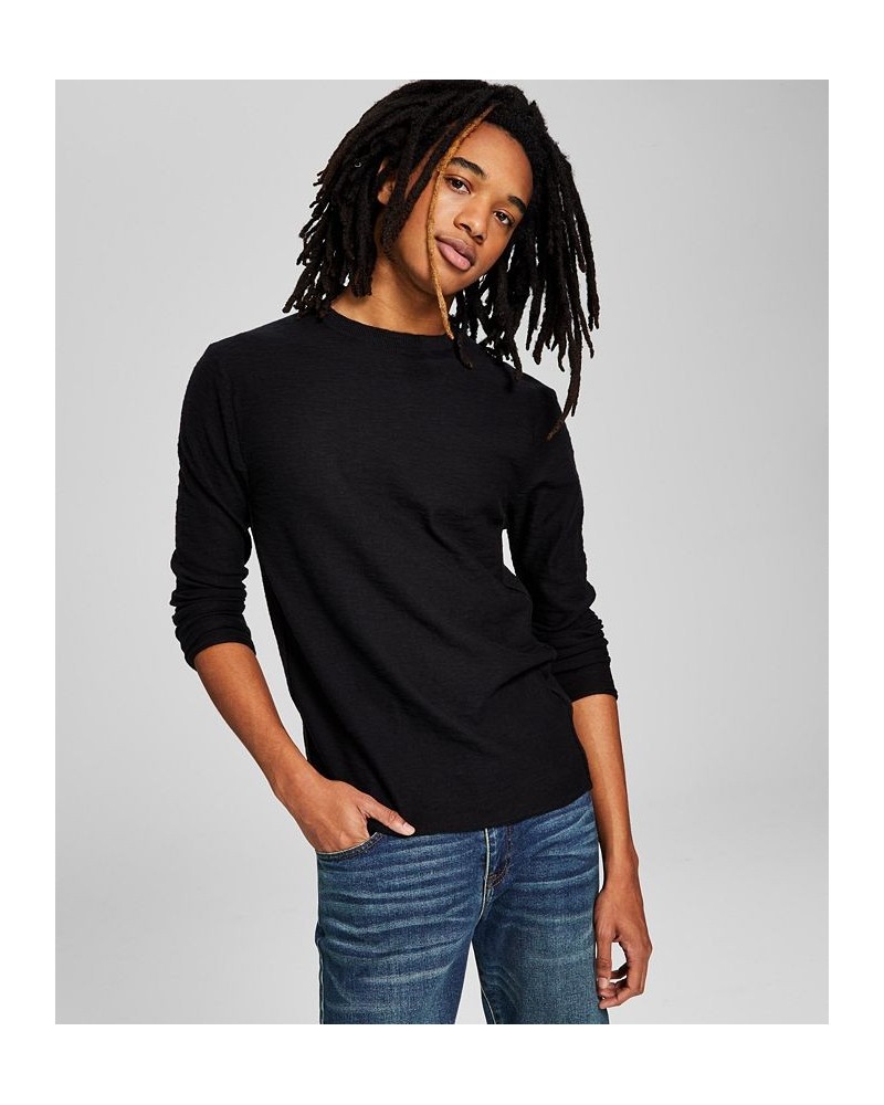 Men's Textured Knit Long-Sleeve Shirt Black $11.17 Shirts