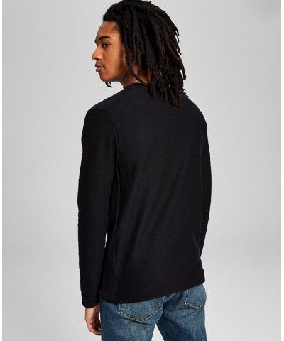 Men's Textured Knit Long-Sleeve Shirt Black $11.17 Shirts