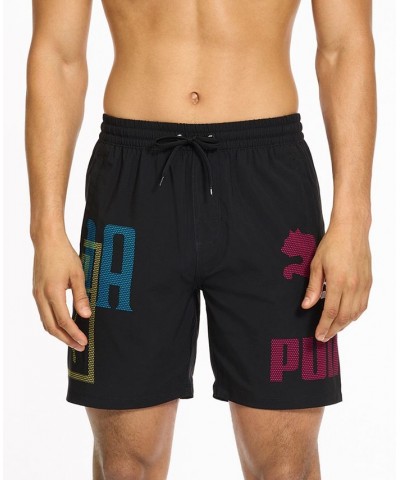 Men's Logo Print 7" Swim Shorts Black $25.54 Swimsuits