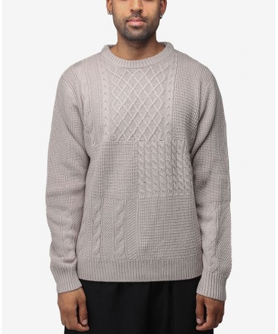 Men's Crewneck Mixed Texture Sweater Tan/Beige $24.64 Sweaters