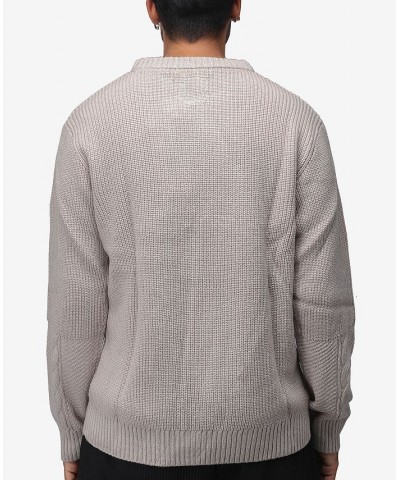 Men's Crewneck Mixed Texture Sweater Tan/Beige $24.64 Sweaters