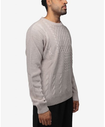 Men's Crewneck Mixed Texture Sweater Tan/Beige $24.64 Sweaters