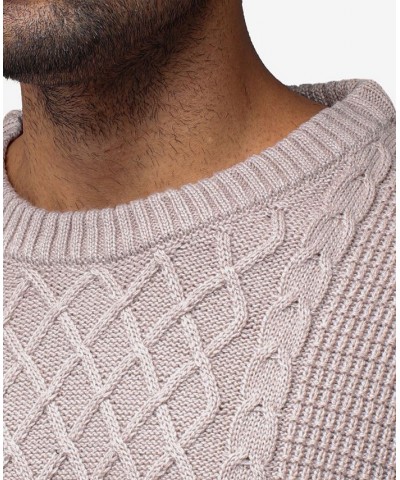 Men's Crewneck Mixed Texture Sweater Tan/Beige $24.64 Sweaters