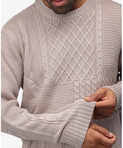 Men's Crewneck Mixed Texture Sweater Tan/Beige $24.64 Sweaters