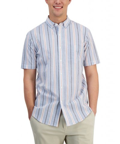 Men's Welford Classic-Fit Stripe Button-Down Seersucker Shirt White $17.58 Shirts