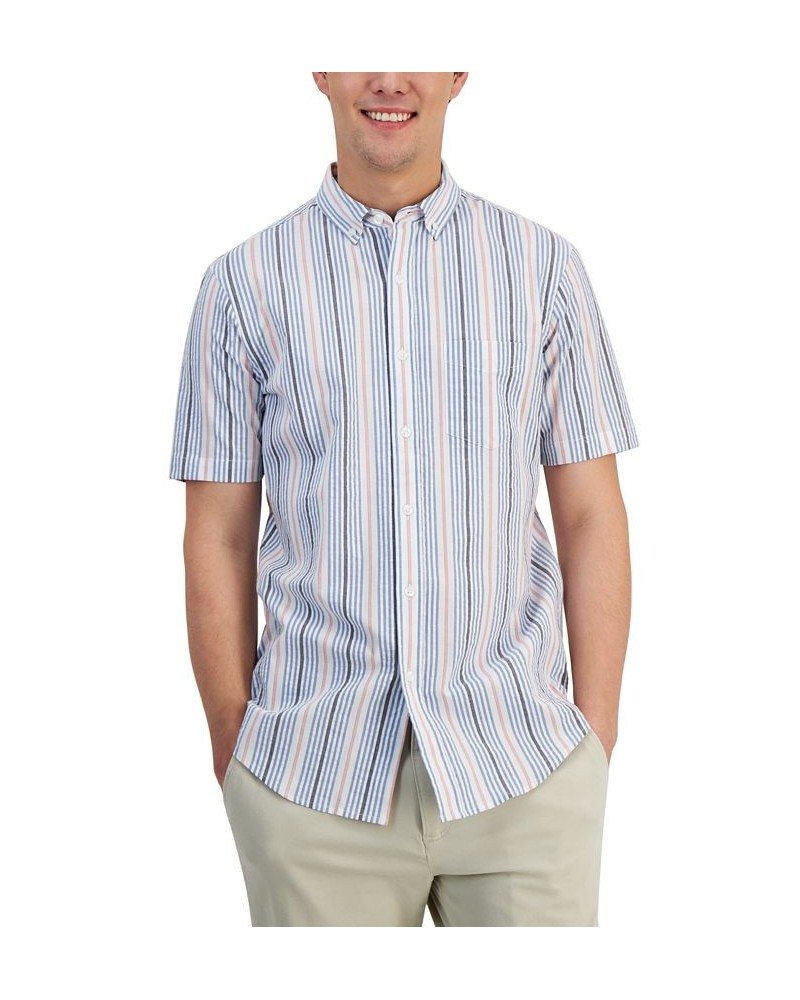 Men's Welford Classic-Fit Stripe Button-Down Seersucker Shirt White $17.58 Shirts