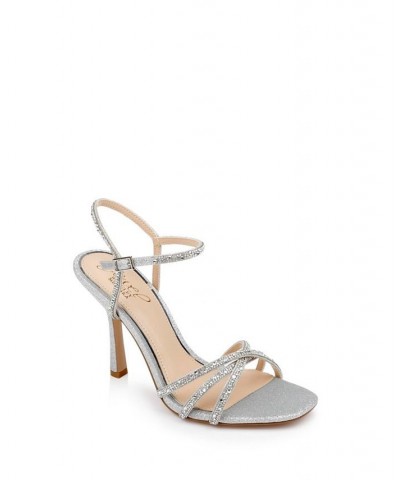 Women's Georgia Evening Sandal Silver Glitter $55.47 Shoes