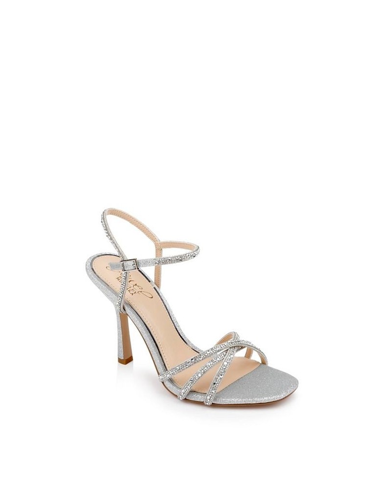 Women's Georgia Evening Sandal Silver Glitter $55.47 Shoes