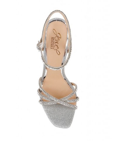 Women's Georgia Evening Sandal Silver Glitter $55.47 Shoes