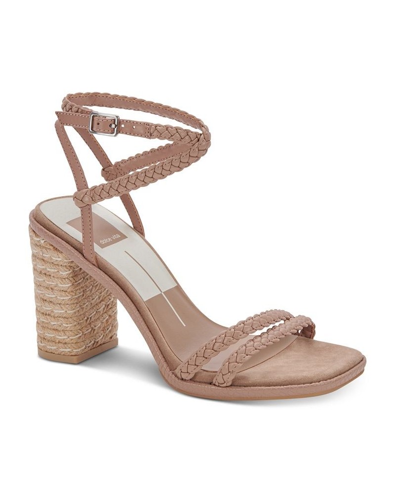 Women's Oro Strappy Braided Two Piece City Sandals Brown $54.60 Shoes