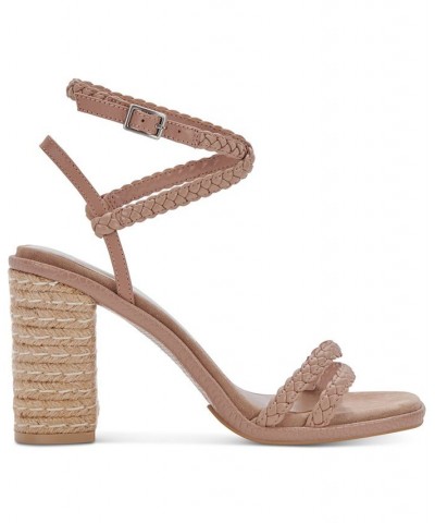 Women's Oro Strappy Braided Two Piece City Sandals Brown $54.60 Shoes